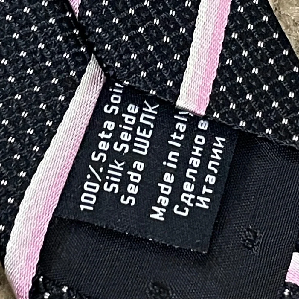 Hugo Boss Mens Repp Black Pink Stripe Dot Silk Tie Italy‎ Business Core Timeless